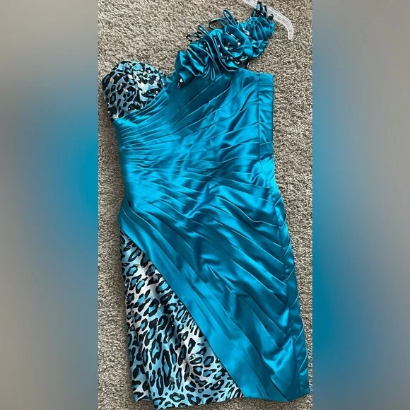 Blush | Dresses | Teal And Leopard Print Minidress | Poshmark